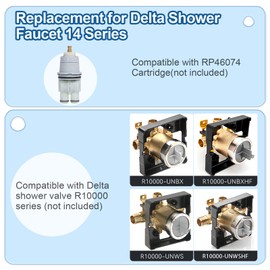 Compatible with Delta Shower Trim Kit 14 Series, Matte Black Shower Faucet Set, 5-Spray Shower Head, Tub Faucet, Shower Handle, Fits R10000 Series Valves (Cartridge/Valve Not Included)