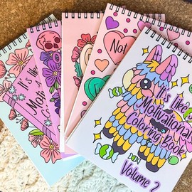 5 Adult Coloring Book Bundle - 8x10in- Adult Coloring Books - With 5- 2.5in Matching Stickers