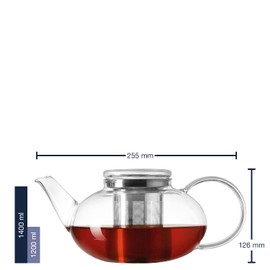 Leonardo Teekanne Moon, 1,2 l, hitzebeständiges Glas, Deckel und Edelstahl-Sieb abnehmbar, handmade, 070400