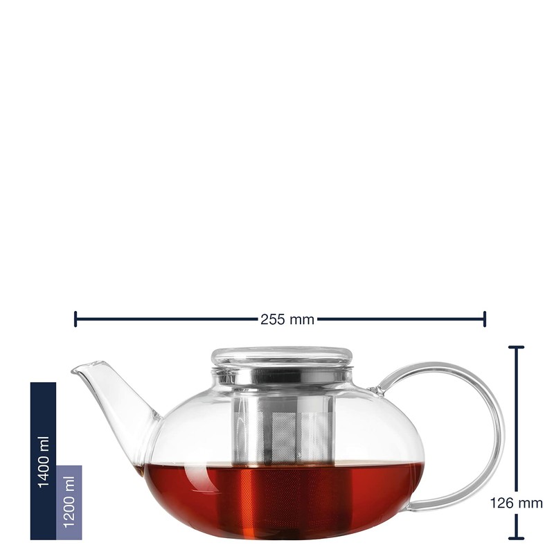 Leonardo Teekanne Moon, 1,2 l, hitzebeständiges Glas, Deckel und Edelstahl-Sieb