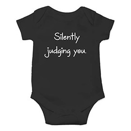 Silently Judging You - Funny Baby Essentials Bodysuit - Newborn Outfit Boy Baby Girl Clothes (Newborn, Black)
