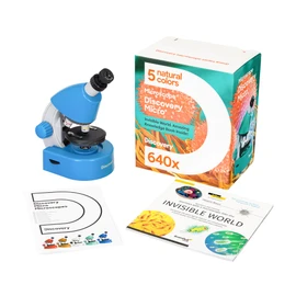 Discovery Micro Gravity Learning Microscope for Children and Beginners with Coloured Book in Italian Language in Set, Blue