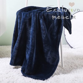 Exclusivo Mezcla Fleece Throw Blanket for Couch, Super Soft and Warm Blankets, Navy Blue Throw All Season Use, Cozy, Plush, Lightweight, 100x127 CM