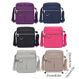 AIMALL Women's Trendy Nylon Shoulder Bag 8.3x4.7x9.1in Lightweight Large Capacity Crossbody Bag with Adjustable Strap