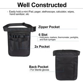 4-in-1 Nursing Fanny Pack with Medical Gear Pockets, Tape Holder, and Utility Storage for Stethoscopes, Bandage Scissors, and Emergency Supplies, Student and Nurse Use (Black)