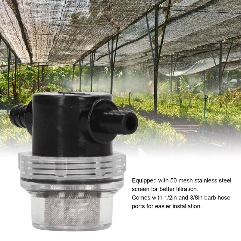Grcfumo Water Pump Strainer Filter, 3/8 Inch Hose Barb Inline