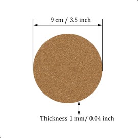 16 Pcs Self-Adhesive Cork Round, 3.5" x 3.5" Cork Tiles Backing Sheets,Mini Wall Cork Mat,Cork Tiles,for Cork Coasters Pads and DIY Crafts,Wood Color,Circles,9cm