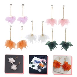 OATIPHO Multi-Layer Flower Petals Earrings for Women Elegant Tassel Dangle Earrings Creative Frosted Studs 5 Pairs Trendy Spring Jewelry Random Color