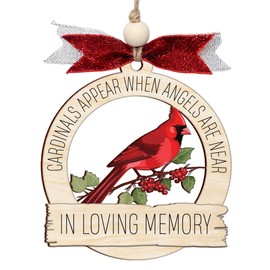 Cardinal Appear When Angels are Near Christmas Ornaments, Sympathy Gifts for Loss of Loved One, in Memory of Loved One Gift, Cardinal Memorial Gift, Angel Ornament, Wooden Christmas Ornament (H25)