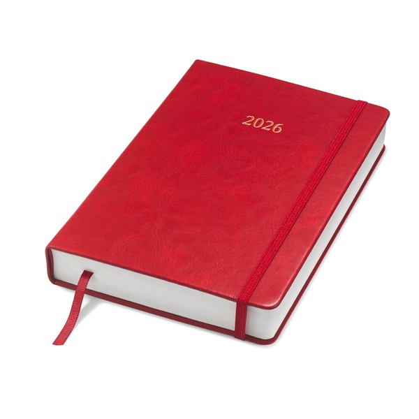 Wykeham's Executive 2026 Daily Journal Planner (Crimson, 8.5"×5.5")
