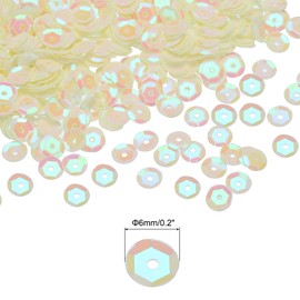 QUARKZMAN Loose Sequins, 6 mm, Glitter Sequins, 2400 Pieces, Cup Sequins, Embroidery Sequins for Jewellery Making, Crafts, Sewing, Beige