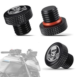 Amazicha Motorcycle Mirror Hole Plug M10x1.25,Skull Pattern Motorcycle Rear View Mirror Screws Fit for Honda,Yamaha, Kawasaki, Suzuki,ATV and Bike,3 Pcs