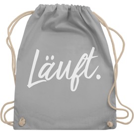 Shirtracer - Gym Bag Backpack - Sayings - Läuft - Statement, 04 Light Grey