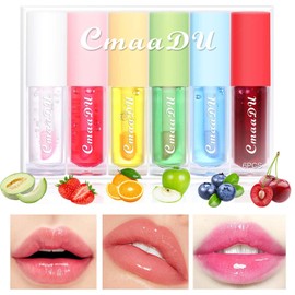 EONFAVE 6 Stück Farbwechselnder Lip Oil Set, Glossy Hydrating Lipgloss Kit, Fruity Lippenöl für Reparieren Trockene Lippen, Liquid Color Change Lip Gloss für Langanhaltend Pflegende Lippen