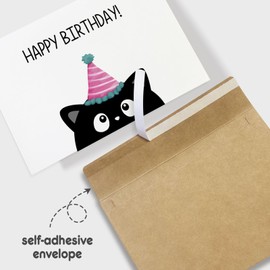 Naixiwen Hilarious Black Cat Birthday Card for Him Her, Funny Birthday Card for Sister Brother, Cute Cat Mom Dad Birthday Card