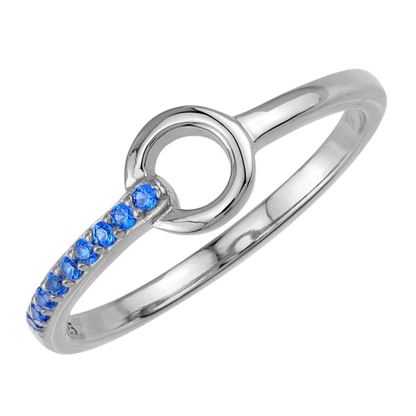 Silvershake Created Blue Sapphire White Gold Plated 925 Sterling Silver