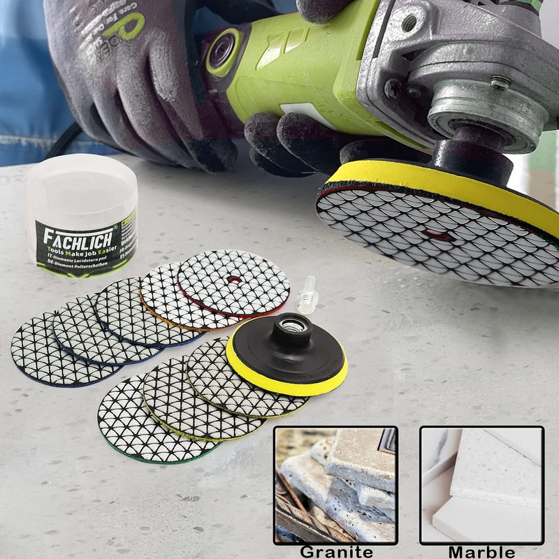 FACHLICH Dry Diamond Polishing Disc, Pack of 9, for Granite,