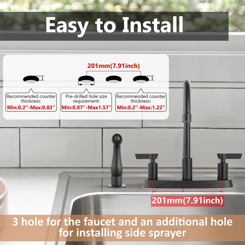 GBBNE Kitchen Faucet with Sprayer 2 Handle Kitchen Sink Faucets