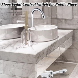 Pedal de Pie de Montaje en Piso, Interruptor de Control Plateado de Acero Inoxidable para Grifo de Agua, Accesorio de Válvula de Lavabo de Baño
