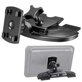 OHLPRO CD Mount for CarPlay Screen 16mm Ball Adapter, 360° Rotatable CD Slot Mount Compatible with 7-10 Inch Portable Wireless CarPlay Screen for Car, Tool-Free CD Player Mount, Black