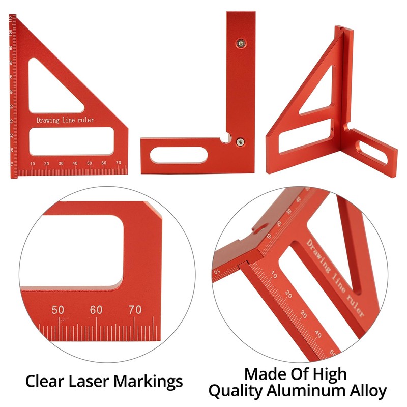 QWORK® 3D Multi Angle Measuring Ruler,Aluminum Alloy 45/90 Degree Protractor,