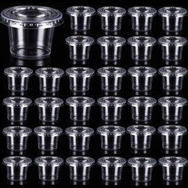 Zentriqlla 600 Pack 1 Oz Disposable Sauce Cups with Lids, Portion Condiment Containers with Lids, Clear Jello Shot Souffle Cups, Sampling Tasting Cups for for Parties and Events, Communion