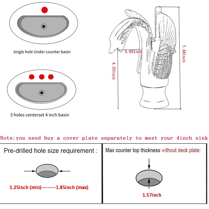 GGStudy Chrome Bathroom Faucet Swan Shape Single Handle One Hole
