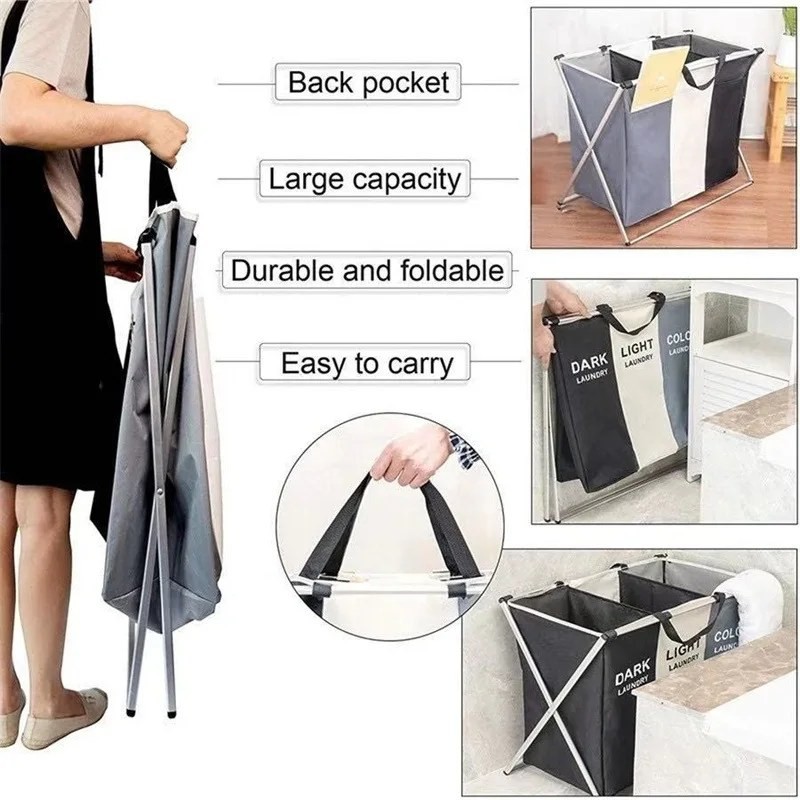Laundry Sorter Basket 3 Section