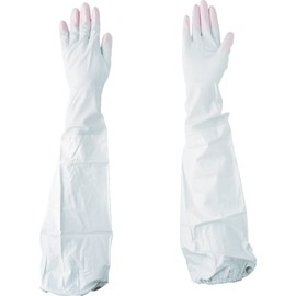 Family Vinyl Gloves, Thin Hands, Long Type, Arm Cover, For Cooking and Cleaning, Kitchen, Medium, Pink, 1 Pair