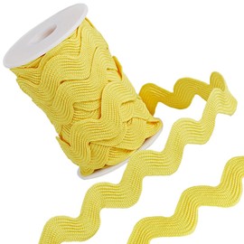 GORGECRAFT 1 Roll 15 mm Zigzag Trim Ribbon 10 Yards Rick Rack Wave Sewing Bending Fringe Trim Braided Woven Fabric for Sewing Flower Making Wedding Dress Party Lace Ribbon Crafts Yellow