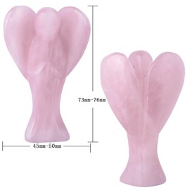 Nupuyai 7.3 cm Rose Quartz Gemstone Angel Figurine Stone Guardian Angel Figurine Decorative Jade Pocket Angel Lucky Charm for Love