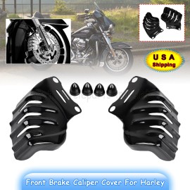 Unbranded Motorcycle Front Brake Caliper Covers Black For Harley Electra Glide FLHT FLHTK