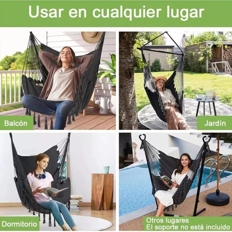 Eco R Silla Columpio Colgante Hamaca Cojines Descanso Jardin