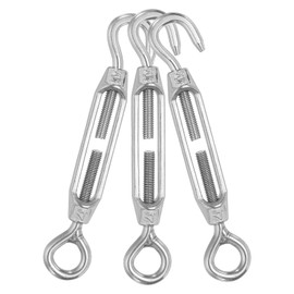 sourcing map M4 Hook and Eye Turnbuckles for Cable Wire Rope Tension, 304 Stainless Steel Turnbuckle Adjustable for Shade Sail String Light Hanging Pack of 3