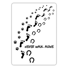 Spreadshirt Never Walk Alone Dog Human Hoof Prints Stickers, 10 x 10 cm, Matt White