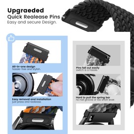 18mm 20mm 22mm Braided Nylon Watch Band Compatible with Vivoactive 6/5/3 Band, One Click Soft Nylon Breathable Sport Strap for Venu 3/3S/2/2S Men Women