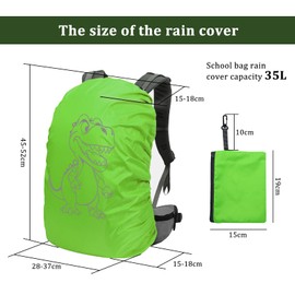 BEELUKY Waterproof Rain Cover School Bag 35L Rain Cover Backpack Dinosaur Reflective Backpack Rain Cover with Storage Bag and Buckle for Hiking Camping Cycling Travel