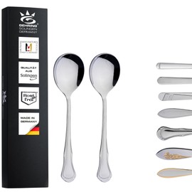 Gehring Solingen Chippendale Cream Spoon, Set of 2, Stainless Steel Cutlery, Spoon Set, Small Serving Spoon, Dishwasher Safe, Made in Germany