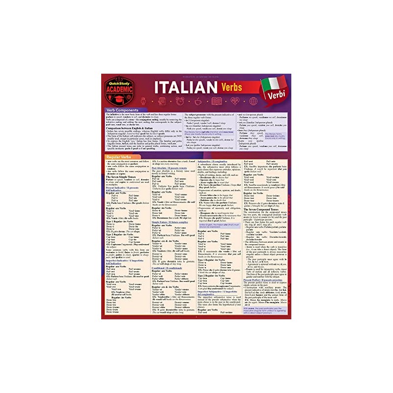 Italian Verbs: A Quickstudy Laminated Reference Guide
