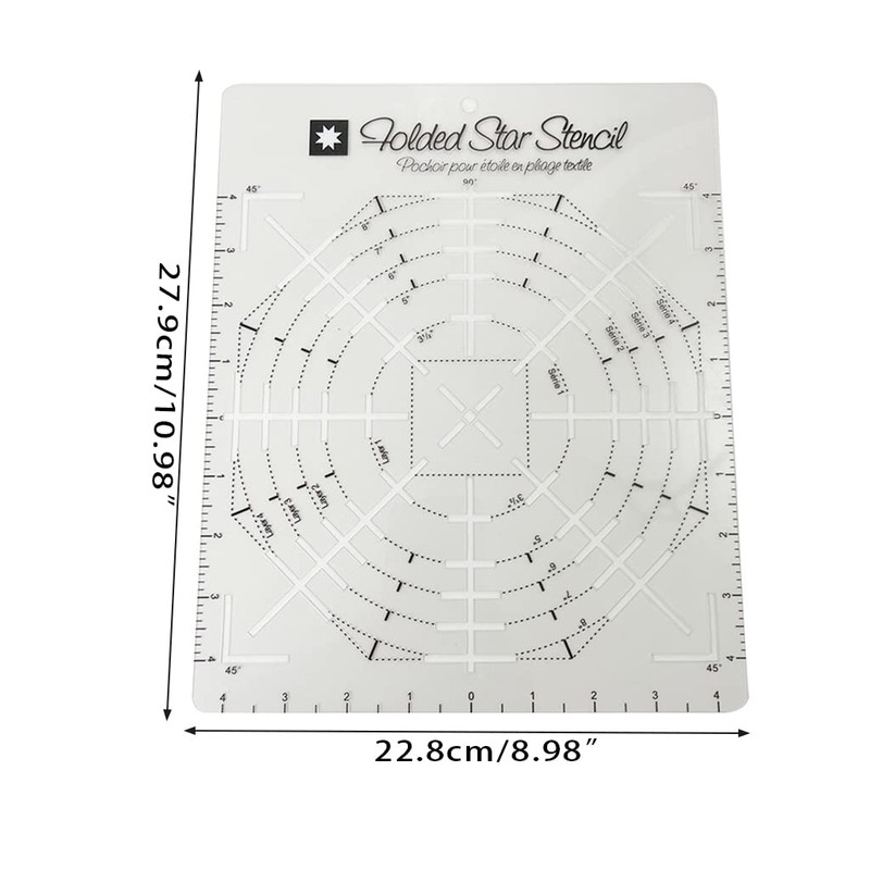 Folded Star Hot Pad Interfacing Templates Sewing Stencil Guide Ruler