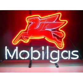 Queen Sense 14"x10" Mobil Gas Mobilgas Flying Pegasus Neon Sign Light Man Cave Bar Pub Beer Gift Neon Lamp A114MGPLB