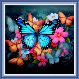 Funxvoot Stamped Cross Stitch Kits Beginners Full Range of Embroidery Kits for Adults 11CT Embroidery Patterns Needlepoint kits Printed Cross Stitch Kits - (Flower Butterfly 18x18 inchs)