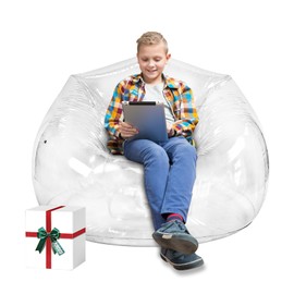 Inflatable Transparent Sofa Chair - Portable Lounge Couch and Bean Bag for Camping, Movie Nights, Parties, Kids' Rooms, Game Rooms, and Living Rooms
