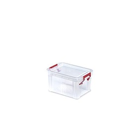 Whitefurze Allstore Container with Silver Clamp, Plastic, Natural, 0.5 Litre