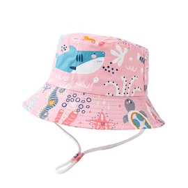 PythJooh Baby UPF 50+ Sun Hat Toddler Summer Sun Protection Bucket Hats Unisex Kid Cartoon Prints Outdoor Beach Bucket Hat with Chin Strap for Girls Boys 1-4Years
