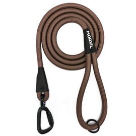 Correa de perro de cuerda resistente de 6 pies con mosquetón de aluminio de aviación con bloqueo automático, correa de nailon fuerte para perros pequeños, medianos, grandes (café, 6 pies a
