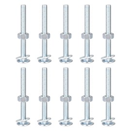 sourcing map 1/4-20 x 2-1/2" Square Neck Carriage Bolts with Nuts & Washers, Carbon Steel Coach Bolt Screws 10 Set