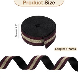 sourcing map 5 Yards Nylon Webbing Strap, 1 3/8-inch(38mm) Striped Webbing Straps Nylon Heavy Duty Webbing Strap Nylon Strap Belt for Backpack Crafts, Dark Brown