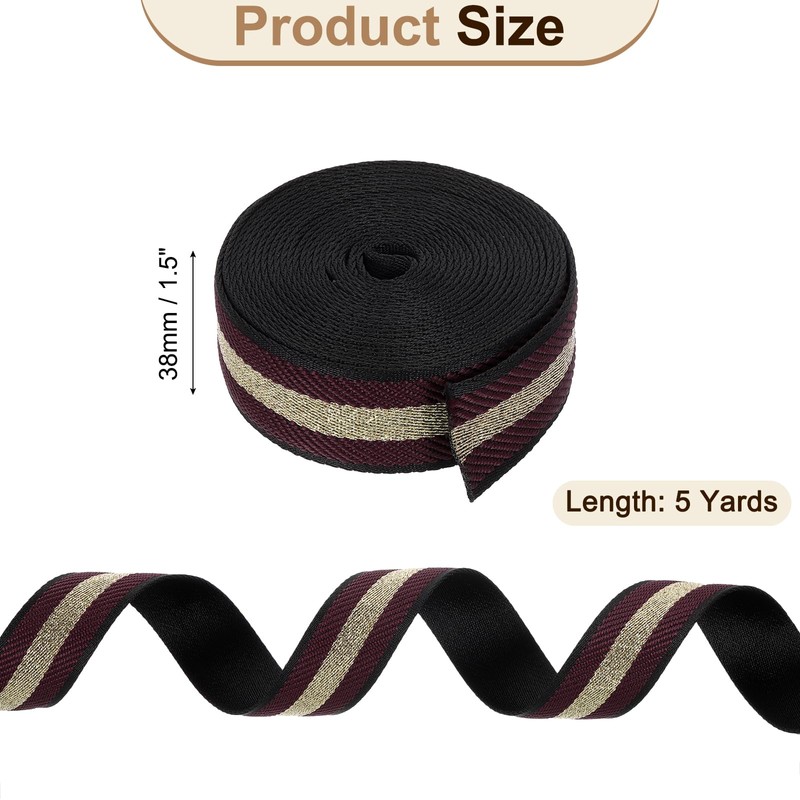sourcing map 5 Yards Nylon Webbing Strap, 1 3/8-inch(38mm) Striped