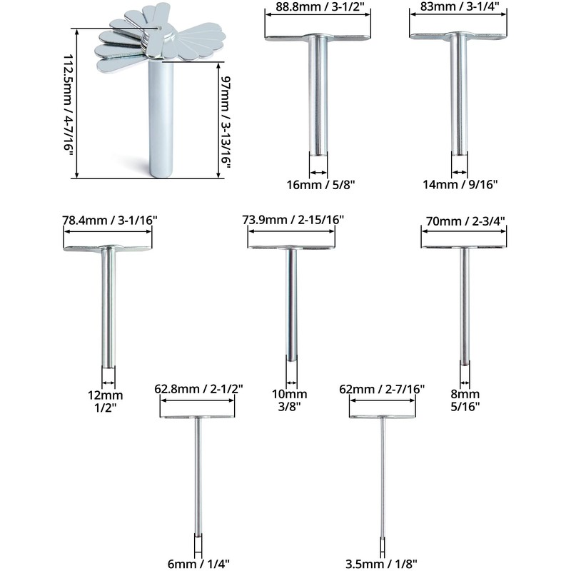 QWORK Cork Rubber Stopper Borer Tool, 7 Piece Cork Borer